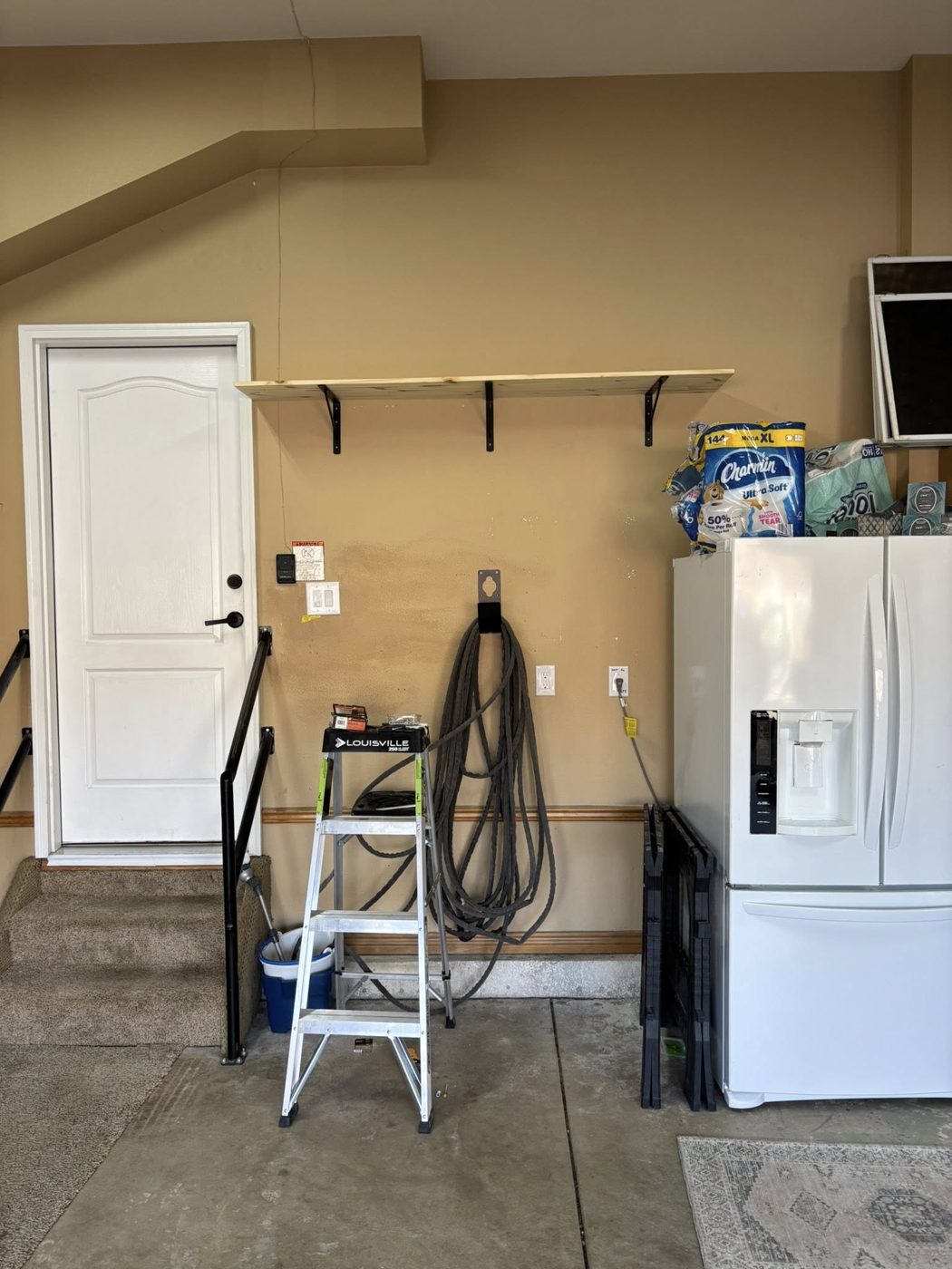 Custom garage shelf and handrail