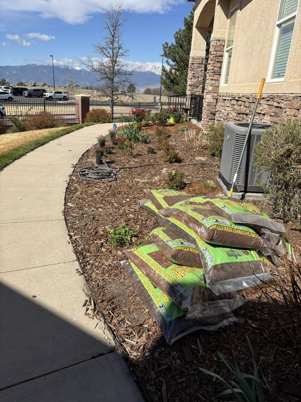 Fresh mulch beds along front walkway